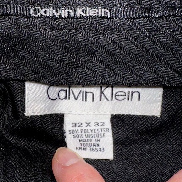 Calvin Klein Black Check Dress Pants 32x32 Flat Front Quiet Luxury Officewear - Picture 7 of 7